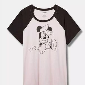 Torrid Disney PINK & BLACK MINNIE MOUSE RAGLAN T-SHIRT 18/20 Size 2